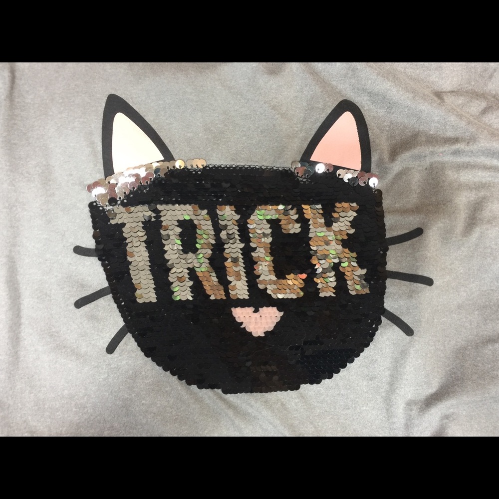 Halloween Trick OR Treat Sequin Flip Cat Top/Sleepshirt XL/2X - Picture 4 of 6
